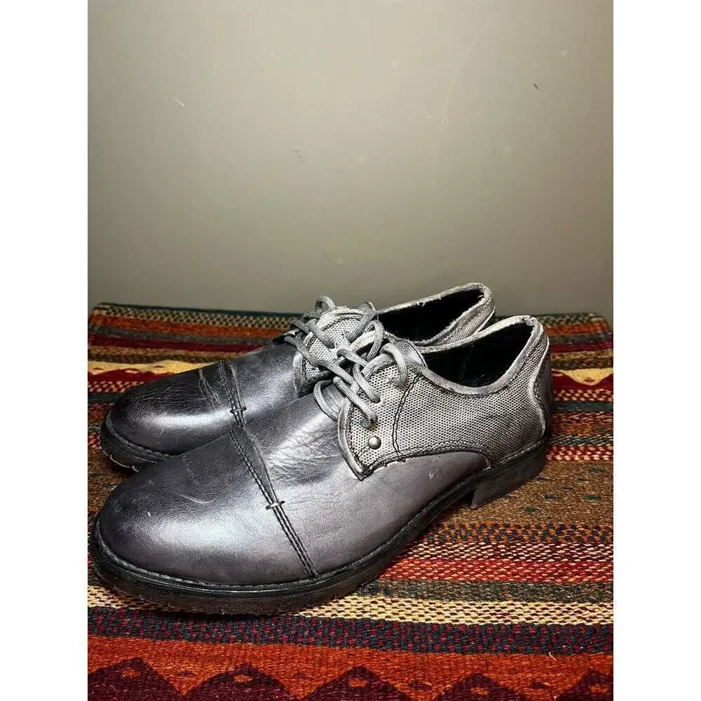 Bed Stu Mens Gray Lace Up Oxford Dress Shoe Washed Leather Sz 8.5 Eur 41.5